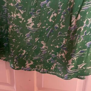 Kim Rogers Green and White Floral A-Line Skirt